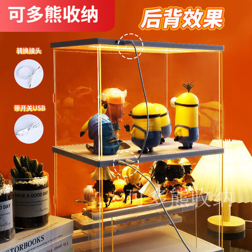 Ouoety Blind Box Displinet Cabinet Blind Box Aufbewahrungsbox mit hellweißem Displaybox Staubdicht transparent Bausteine Große Deckenleuchte + Leiter großes Deckenlicht mit Leiter 3 -schichtiger Modell 6636dt