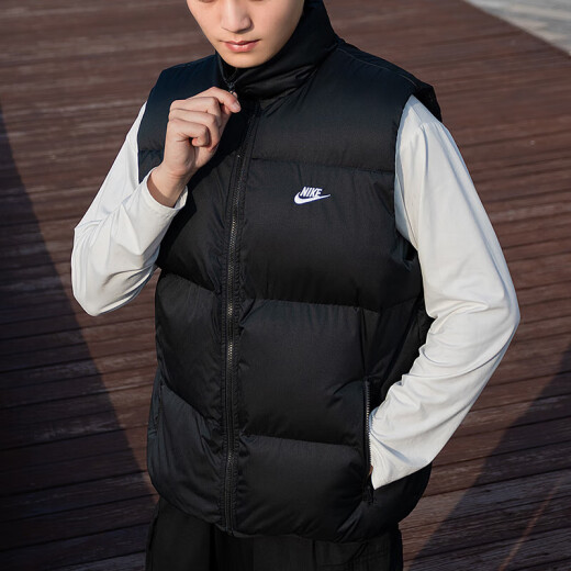 Nike (Nike) Herrenkleidung, Sommersportweste, Laufen im Freien, Fitnesstraining, winddichte und warme Baumwollweste, Pferdeclipjacke, FB7374-010/Vorgeschlagen, eine kleine Größe zu nehmen