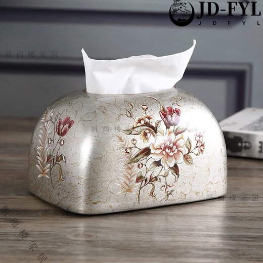 
Shantoulin Village Sense Ceramic Paper Towel Box Living Room Light Luxury Card Box Household European Ornaments Napkin American Creative 1047 Blue Warbler Blossoms