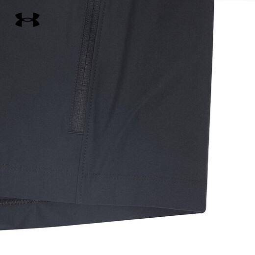 安德玛（Under Armour）男子运动夹克春季弹力梭织面料连帽运动外套1377486 黑色002 L
