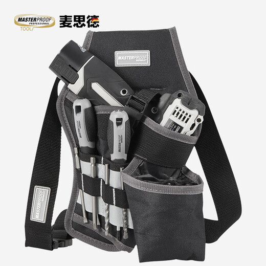 MASTERPROOF Hand Electric Drill Tool Waist Bag Electrician Bag Waist Belt Thickened Strong and Durable Woodworking Multifunctional Portable Repair Storage Bag