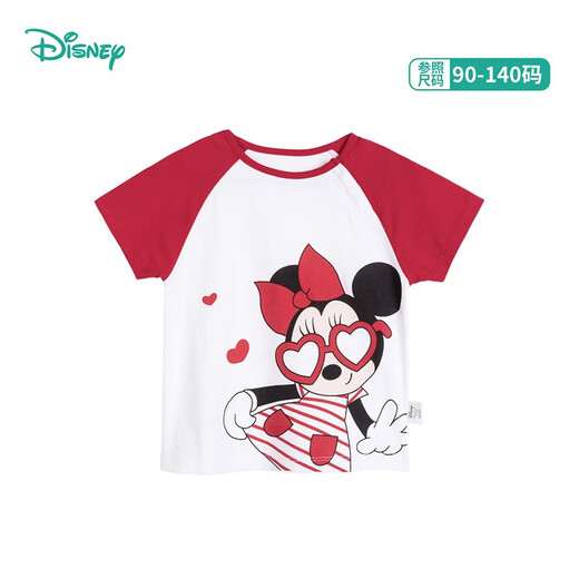 Disney children's clothing children's short-sleeved T-shirt Disney baby round neck top Girls glasses Minnie 212S1502 3 years old/height 100cm