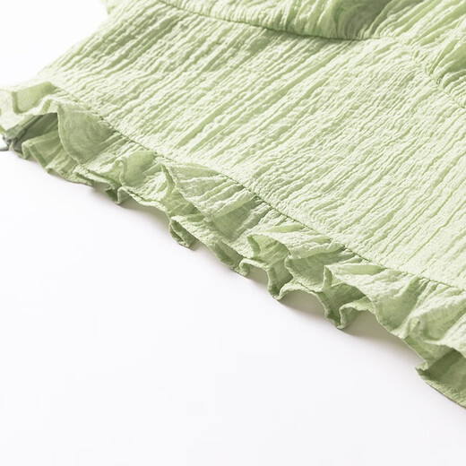 Xiangying Casual Suit Women's Summer Wear 2025 New Tea Style Complete Set of Slimming Green Skirt Two-piece Set Fruit Green S