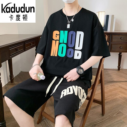Kaduton 13-15-jährige Junior- und Senior High School-Schüler trendige T-Shirts für Teenager gutaussehende kurzärmelige Anzüge für 12-jährige Kinder-Shorts-Anzüge D3523-5 White Suits L empfohlen 100-115jin [Jin gleich 0,5 kg]