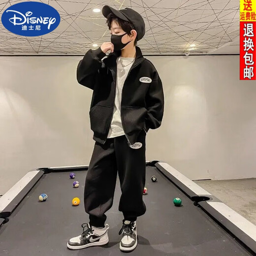 Disney (DISNEY) Boys Autumn Clothing Set 2024 New Big Children Spring and Autumn Sports Two-piece Set Western Fashionable Autumn Clothes Trendy Children's Clothing Gray 130