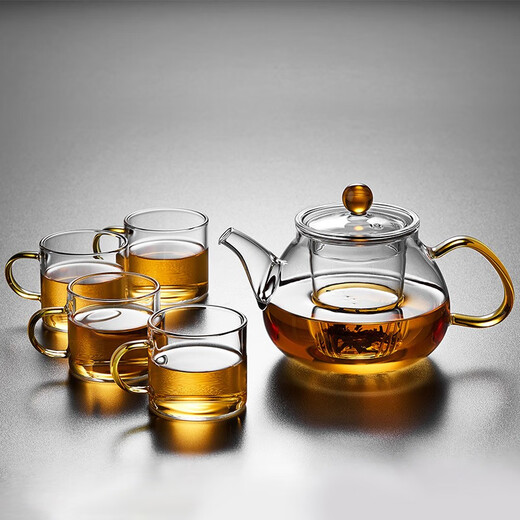 美斯尼 玻璃茶壶泡茶壶加厚带过滤内胆茶具套装泡茶器办公家用玻璃茶壶 圆珠壶 690ml