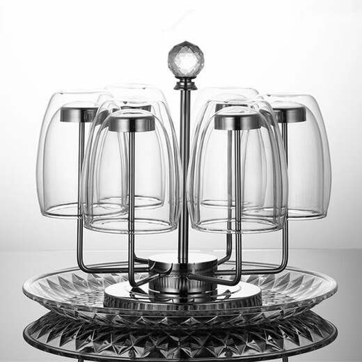 
Qiyuemang Cup holder 304 stainless steel hanging cup rack storage rack creative glass cup drain rack household tea cup storage rack 304 cup holder 3527 gold mirror square plate