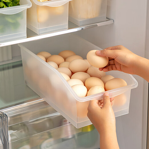 Yusenyi Egg Storage Box Fresh Box Drawer Refrigerator Storage and Organizing Vegetable and Fruit Storage Box Small Transparent * 2 Open Doors with Pulleys