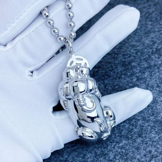 Heye Jewelry Bright Blind Pixiu Pendant Platinum pt950 High-end Men's Platinum Tag Men's Model Lucky Money 29.49g Width 24mm Buckle Height 55mm With Leather Cord