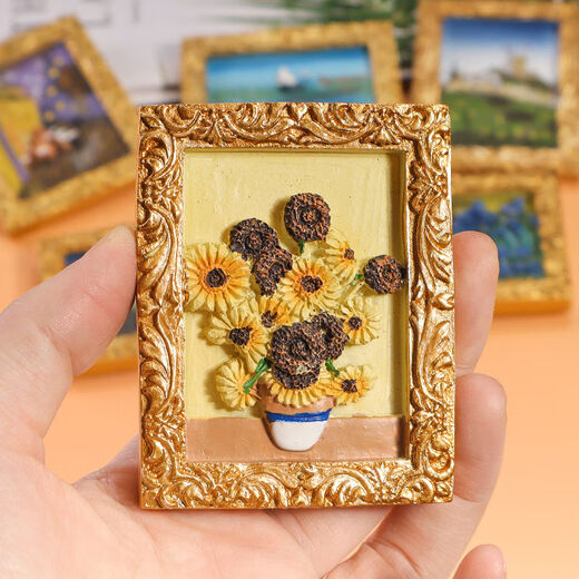 Pintas famosas tridimensionales 3D, pinturas al óleo decorativas magnéticas, fúnebre divertida y creativa Minagre magnética Resina de hierro pintado a mano Retro Absorción magnética Magre