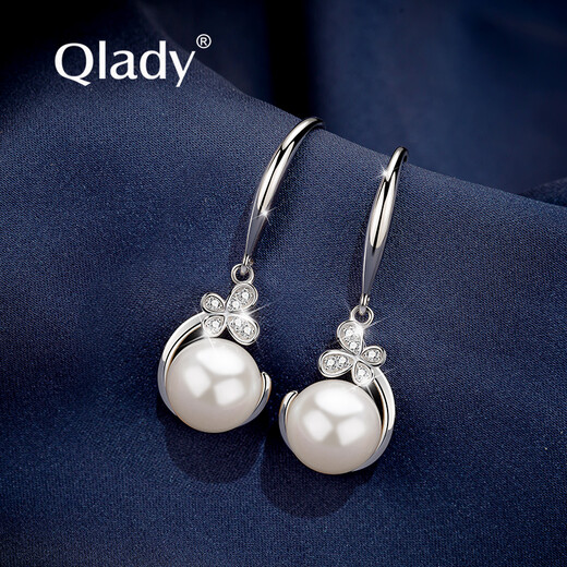 Qlady Pure Silver Freshwater Pearl Earrings Feminine Light Luxury Silver Pearl Earrings Mother’s Birthday Gift for Wife