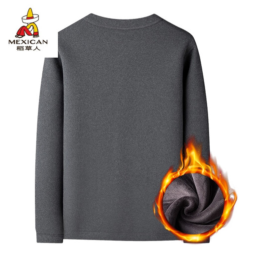 Scarecrow dad velvet thickened cotton coat for middle-aged and elderly men solid color winter warm jacket grandpa inner cardigan small cotton jacket dark gray top XL recommended 85-120Jin Jin equals 0.5 kg