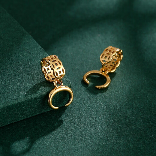 Fat Donglai same style 18K gold buckle head DIY pendant accessories button cow nose buckle horizontal buckle inlaid with jade beads white l gold