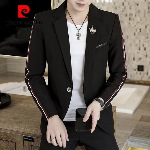 Pierre Cardin Korean casual suit men's spring and autumn slim and handsome small suit three-piece British wedding dress jacket 2078 white (top + pants + T-shirt) 165/M