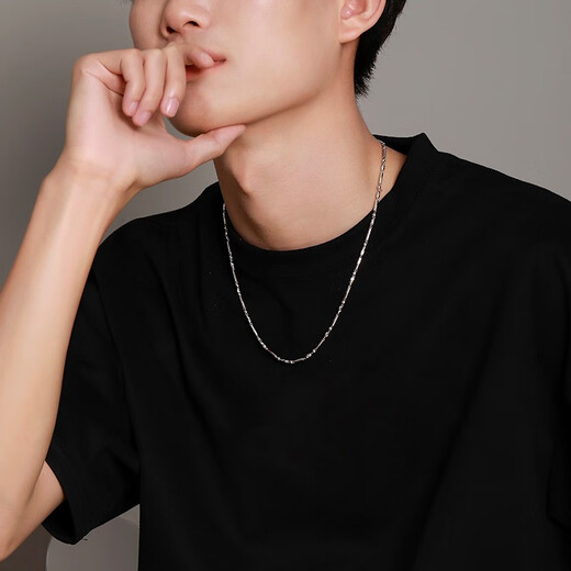 Mengjinyuan Platinum Necklace PT950 Platinum Olive Bead Necklace Domineering Boss Chain Looks Thick Gift for Boyfriend 52cm Approximately 12.14g