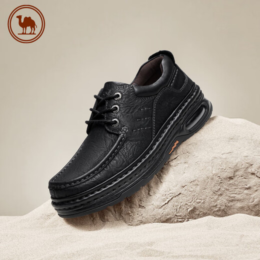 Camel Men's Genuine Leather Thick Sole Heightened Casual Leather Shoes Retro Versatile and Comfortable Shoes P13A307007 Black 40