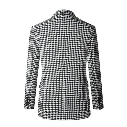 Gieves Charles2022 Neue Herren-Doppelbrusthundtooth-Strick-Wollanzug-Businessanzug Jacke Schwarz und Weißer Houndstooth 48