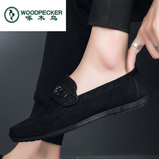 
Woodpecker men's shoes 2024 new summer breathable casual canvas bean shoes driving lazy versatile odor-proof cloth shoes black [D882] 39