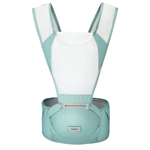 Cookss Baby strap waist stool front hug baby hug artifact multifunctional four-season universal sitting stool silicone non-slip light series pure cotton breathable [breathable] Mint green