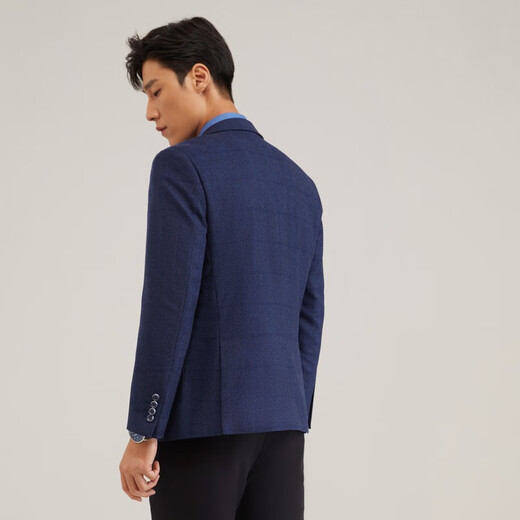 雅戈尔（YOUNGOR）单西男一粒单排扣修身版休闲西服男西服外套羊毛混纺舒适易打理 VXXX215103FLY藏青 2XL 185/104A