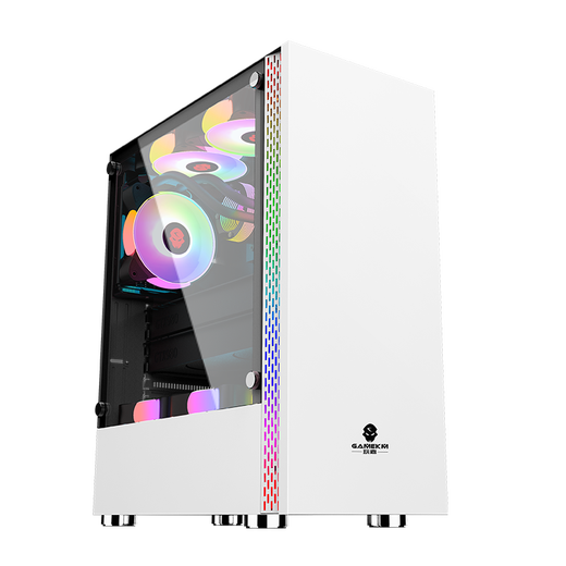 玩嘉 铠甲皮卡丘蓝色二次元电脑机箱ATX大侧透玻璃电竞游戏网红主播（支持定制/120水冷排8风扇位） 铠甲白