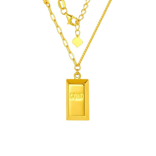 Vatican-made old Phoenix gold shop model gold-clad silver small gold brick pendant rich gold versatile necklace Valentine's Day gift for girlfriend