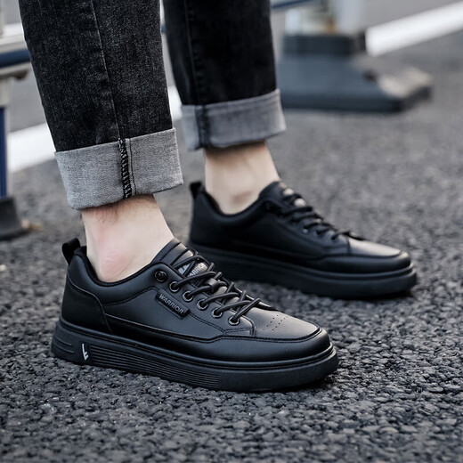 Warrior sneakers men's shoes simple versatile low-cut casual shoes outdoor breathable sports white shoes 901730 black 43
