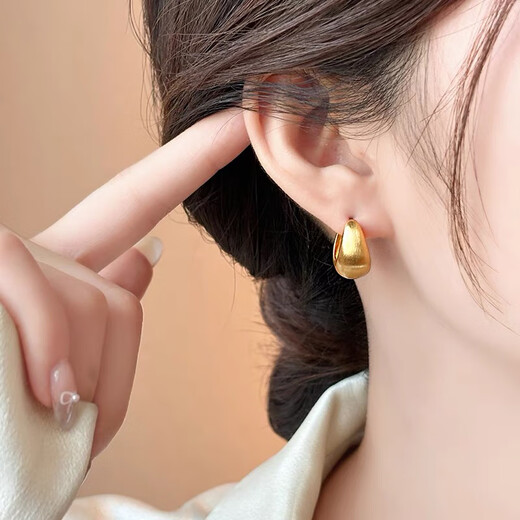 Shilian 999 sterling silver brushed earrings, feminine and cold style, 2025 new earrings, earrings, high-end earrings, silver