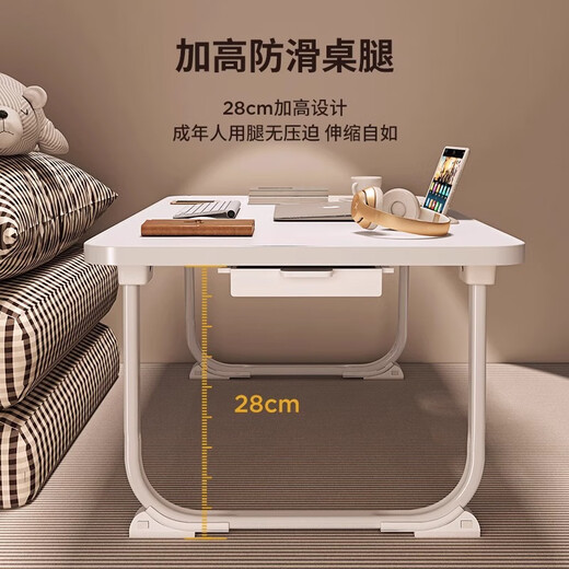 Ni Feng Bed Computer Desk Foldable Student Bedside Dormitory Bed Desk Laptop Desk Office Study Small Desk Pearl White 70*40*28 Flat Model