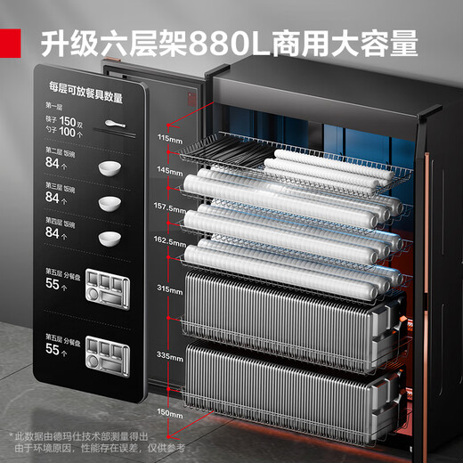 德玛仕（DEMASHI）消毒柜商用 立式双开门 大容量双开门餐厅消毒碗柜 食堂不锈钢大容量消毒柜 双门大容量消毒柜 880L紫外线高端丨供400人丨XDZ880-G5