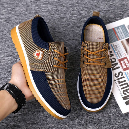 Bisi sheep canvas shoes for men's lightweight beef tendon sole breathable non-slip work shoes for men's wear-resistant and dirty work site work thick-soled shoes W878 yellow 39
