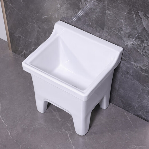 Lefit (lfte) bathroom ceramic mop pool balcony mop trough household Taiwan control large, medium and small mop basin courtyard mop pool 922A manual drain + faucet delivery to home
