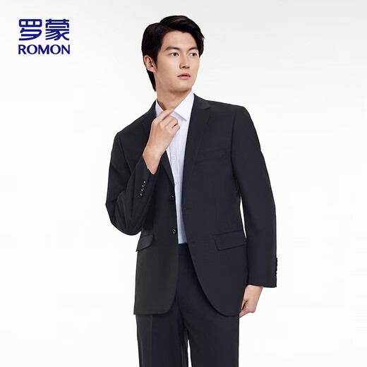 ROMON suit suit men's business commuter professional formal suit gentleman groomsman suit wedding dress 2502 black XL
