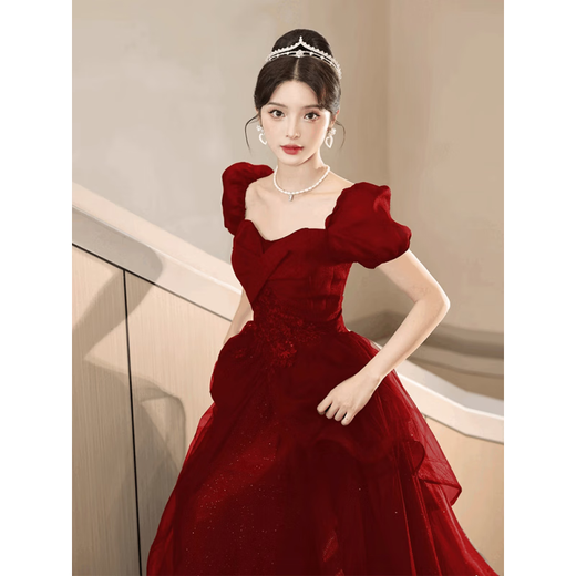 Minghuitong wedding dress bridal main yarn 2024 small red toast dress new wedding dinner party engagement party 2xl