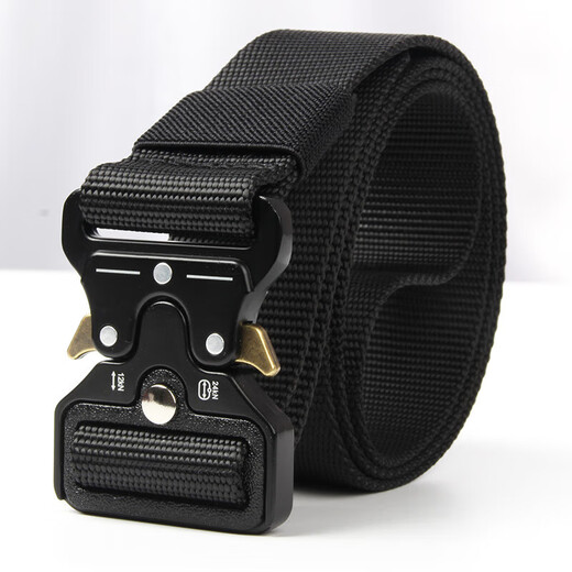 Wanjiazhen canvas belt men's automatic buckle tactical belt casual pants belt nylon woven belt alloy buckle military training belt black belt alloy buckle