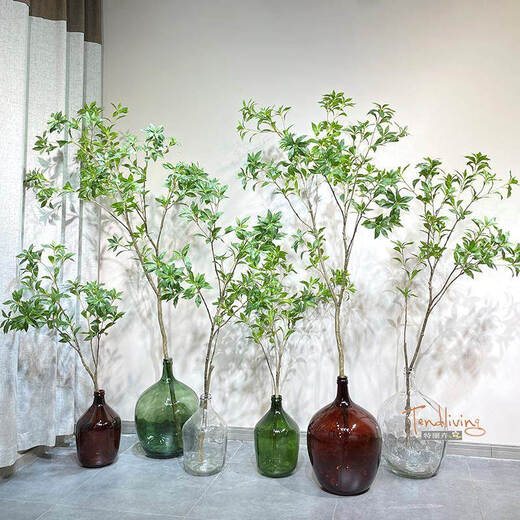 Flower e-flow simulated green plant Mazuimu light luxury fake plant indoor living room clothing store window floor-standing ornaments hanging clock decoration Mazuimu tree/1.2 meters flower basket