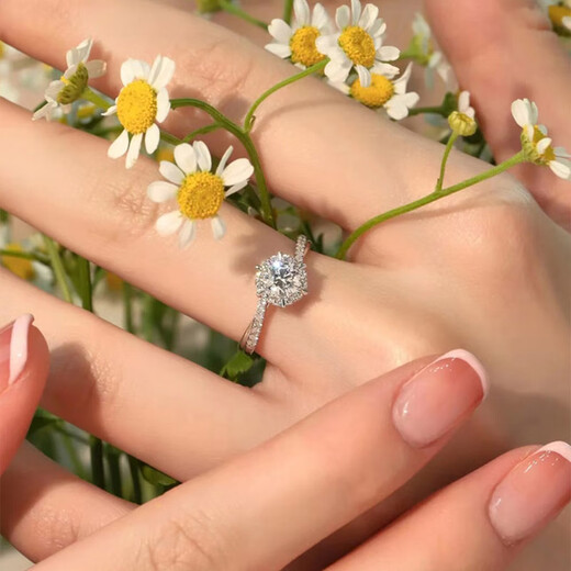 DR. DARLING Moissanite diamond ring for women, one carat, open, for marriage, engagement, anniversary gift, closed, for girlfriend, for wife, six-pointed star diamond ring - 50 points, live/closed