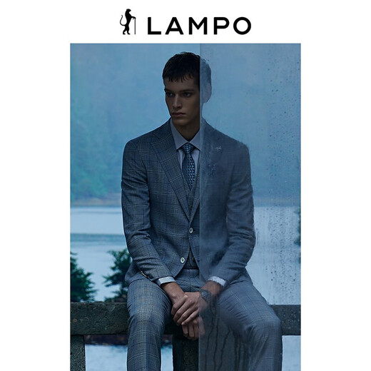 Blue Leopard (LAMPO) Special Offer Basic Wardrobe Spring Men's Suit Men's Suit Suit Top Suit (Light Gray Base Blue Check) 50 (175/100A) C