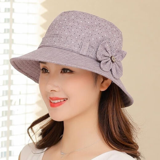 Qiuzengchun autumn hat women middle-aged and elderly women's hat mom sun hat basin hat fisherman hat small brim casual cloth hat elderly hat purple adjustable 54-58