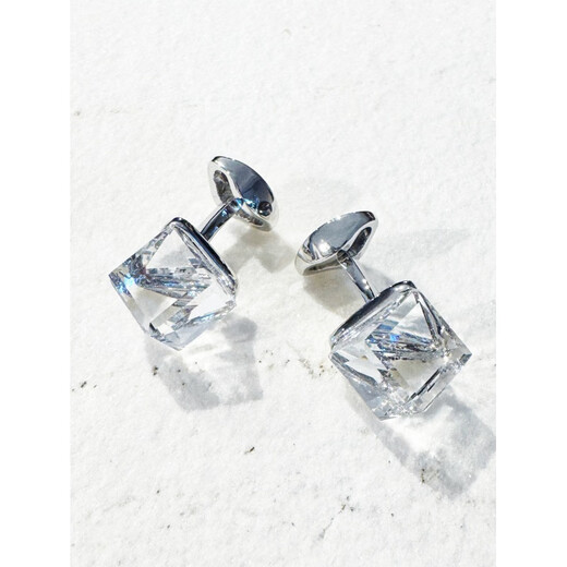 Tucano; Woodpecker Brand New Light Luxury Sugar Cube Crystal Cuff Link French Shirt Cuff Bouton Elegant Pulvyle Men's Dinner Médinage Silver carré Crystal