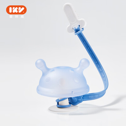 Igroway baby teether, small mushroom, anti-eating hand artifact for babies over 3 months old, bite tape, anti-chain, blue