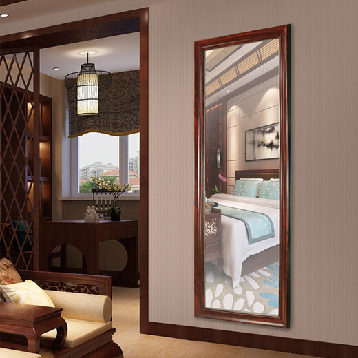 [New product delivery package installation] Four-bedroom house, solid wood full-body mirror, floor-standing mirror, fitting mirror, Chinese bedroom, household wall hanging dressing mirror, wall hanging mirror, Red Walnut 600mm*1650mm
