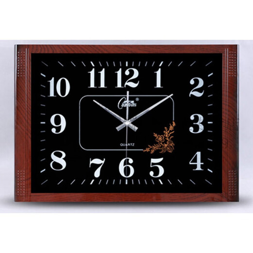 
Combasi Square large wall clock ultra-clean sound office living room clock Chinese simple artistic quartz watch wall mount 6626 calendar wood grain white disk 20 inches