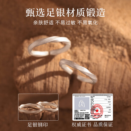 Lao Fengxiang 999 Pure Silver Mobius Couple Ring, a pair of men's and women's rings, wedding anniversary gift for boyfriend and girlfriend, shipped by Jingdong Bakura * same day/next day delivery - light luxury quicksand couple ring
