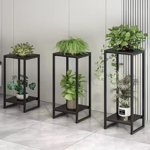 Anding Home Flower Shelf Living Room Nifor Indoor Iron Indoor Succulent Green IDIOLUS PLANTAGE PLANTAGE SIMPLE DÉCORATIVE POT BRACKET BLACK RACK + Blackboard_Width 24 High 60 Renfort Rib Support