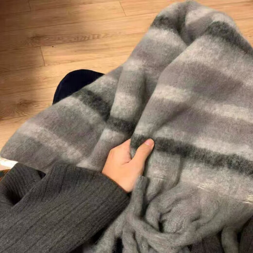 Shekare Gray Whitening Skin Friendly Couple Scarf Men's New Gradient Plaid Autumn and Winter Warm Scarf Student Couple Gift Night in Paris