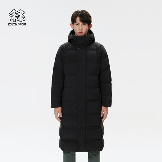 KOLON SPORT Long weight down jacket for men and women, outdoor casual windproof and water-repellent hooded goose down jacket