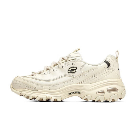 Skechers Little White Bear | Breathable couples heightening thick-soled versatile white shoes for women retro casual dad shoes men's sneakers