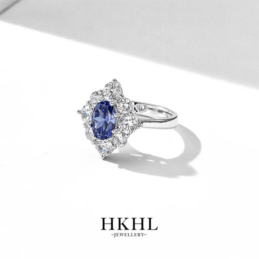 HKHL 925 Silver Tanzanite Blue Sapphire Necklace Women's Light Luxury Niche High-end Earrings Ring Set Birthday Gift Star Language Set (Necklace + Earrings + Ring)