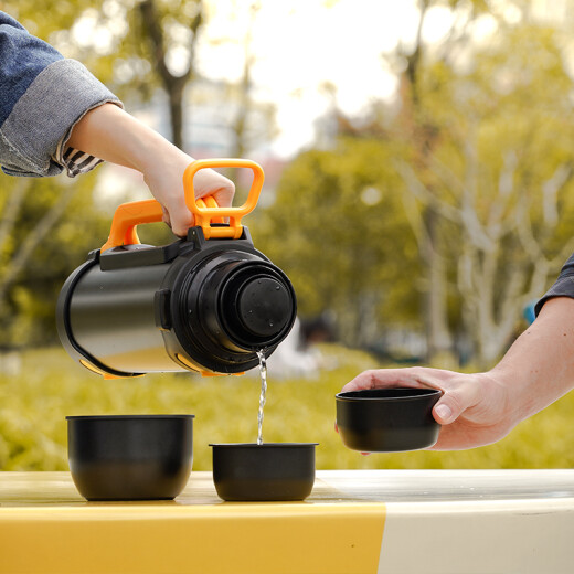 Lock Lock (LOCK/LOCK) large capacity, three cups portable handle, removable lanyard, wide mouth pot insulation pot LHC1478DGRY- 2L
